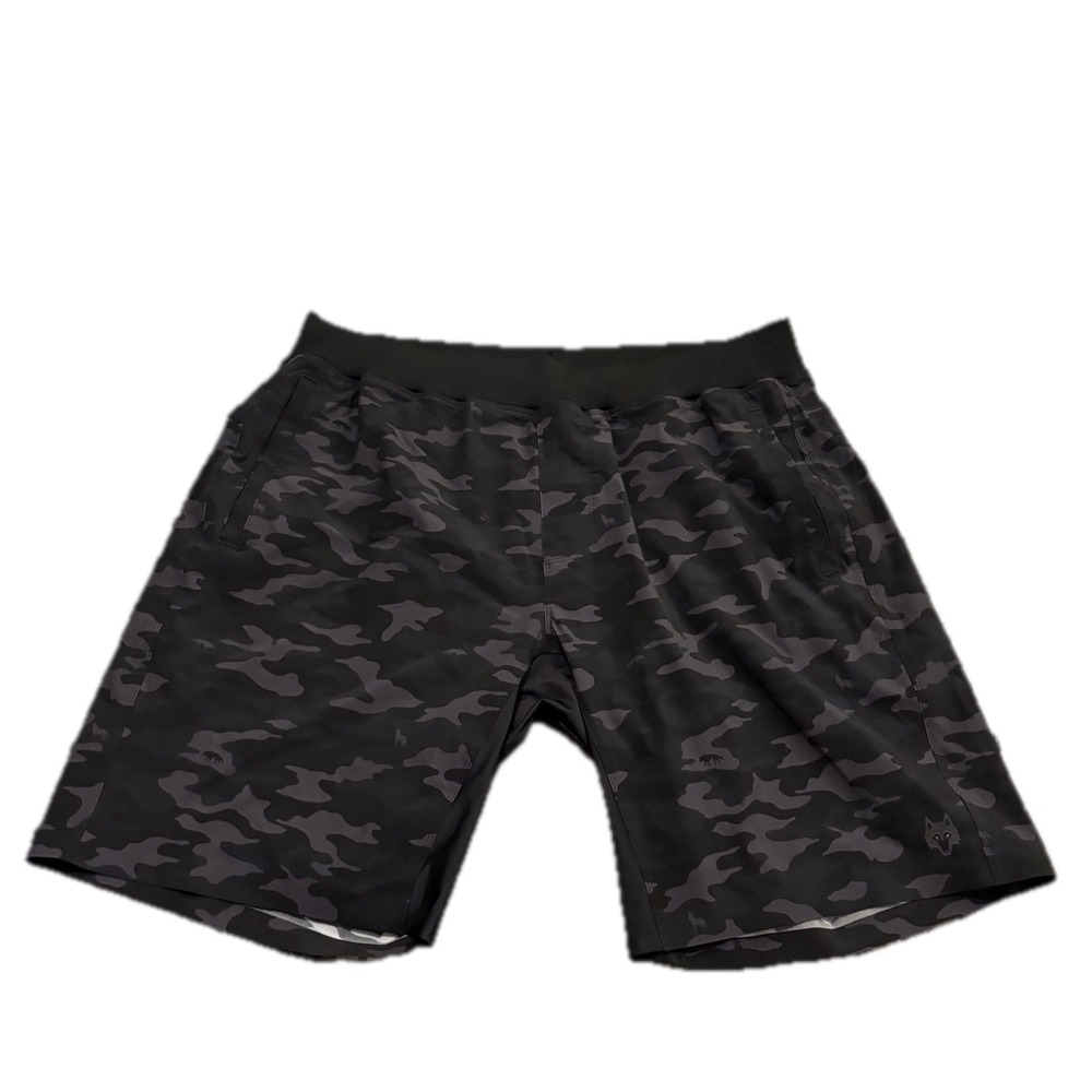 Darc Sport Mens XXL Ohana Camo Training Shorts Black Grey Zipper Pockets Gym